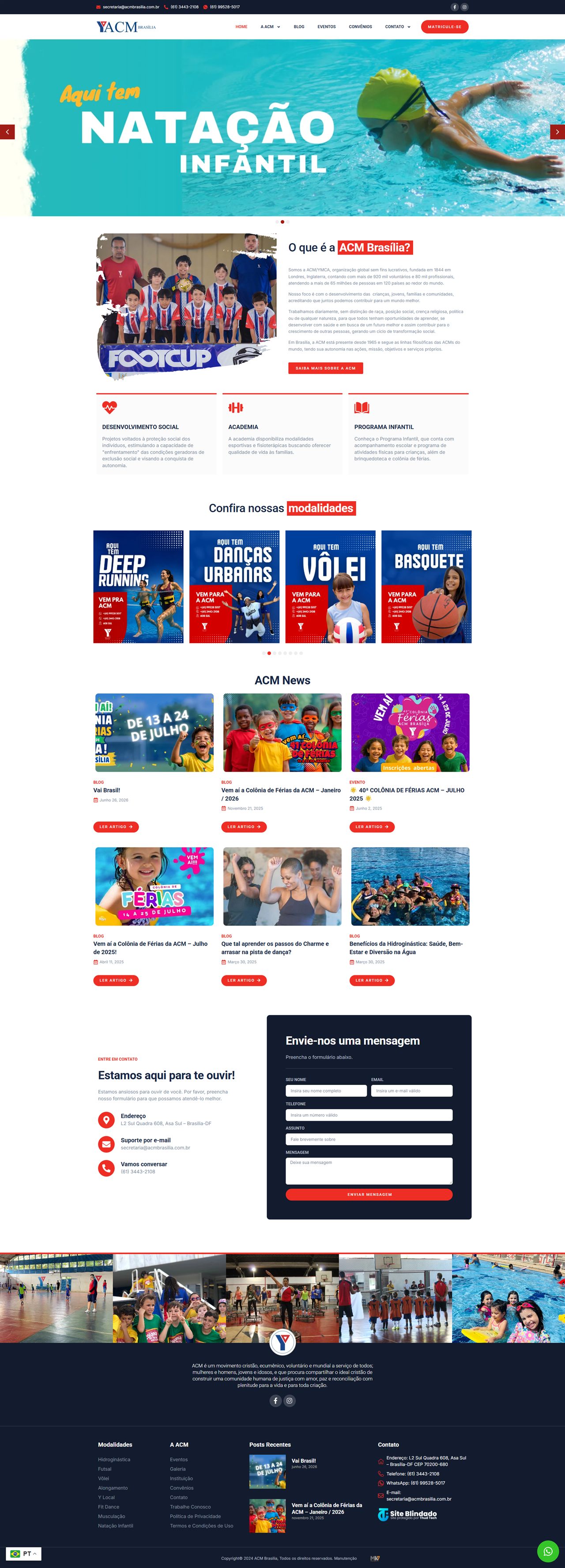 Captura completa do site ACM Brasília