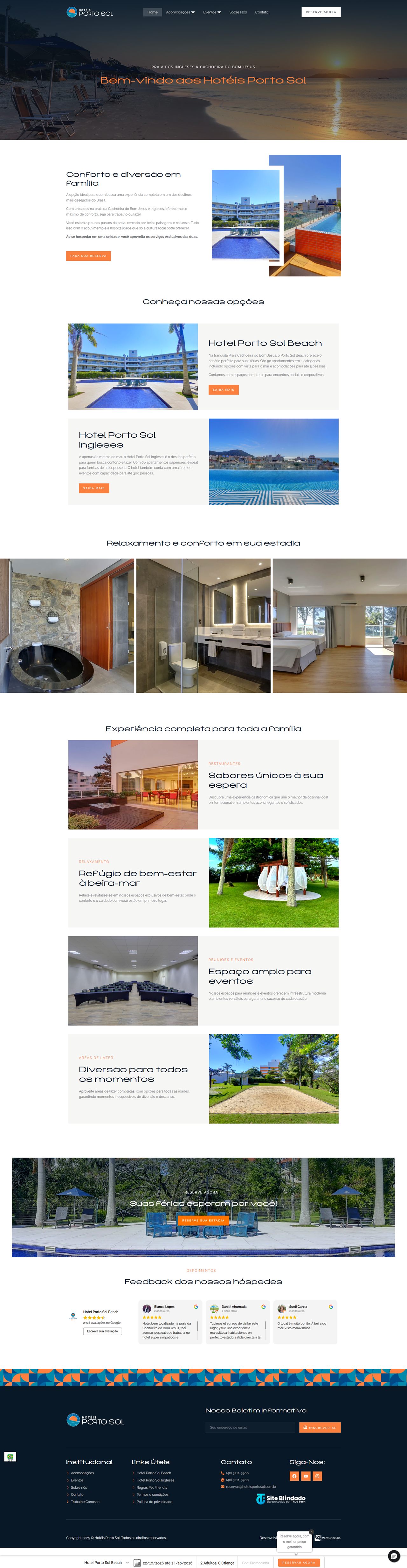 Captura completa do site Hotéis Porto Sol