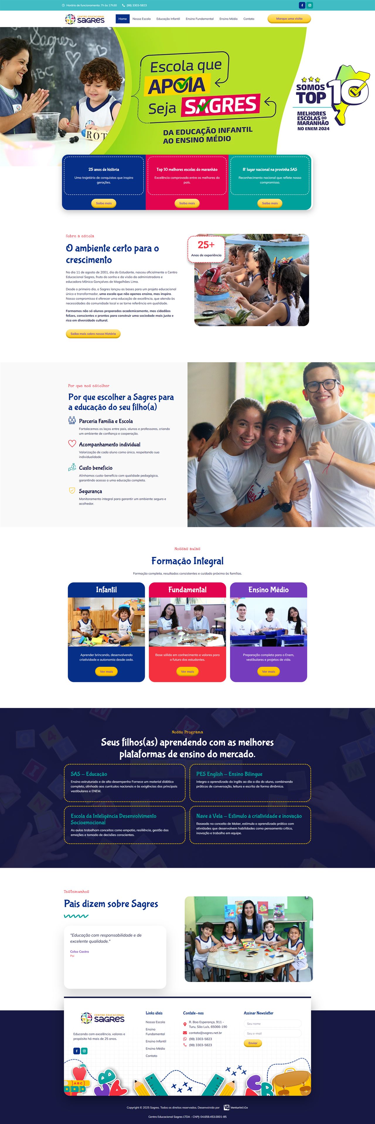 Captura completa do site Sagres