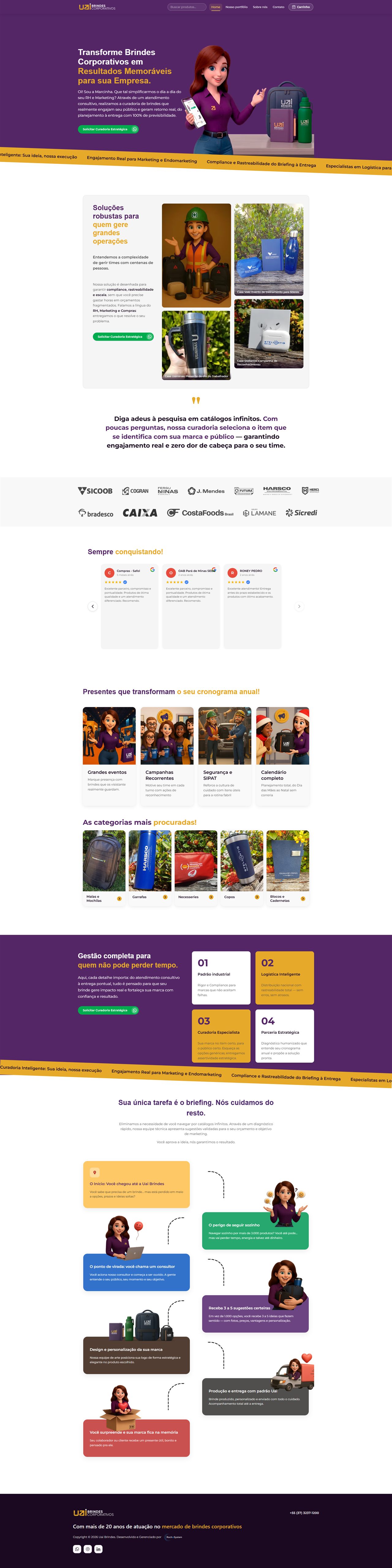 Captura completa do site UAI Brindes
