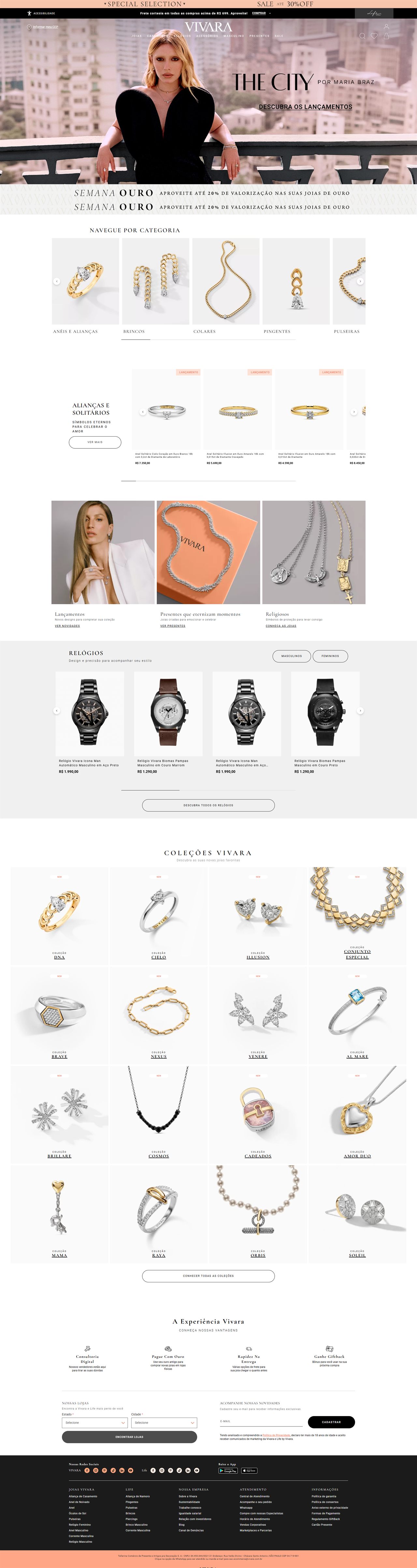 Captura completa do site Vivara