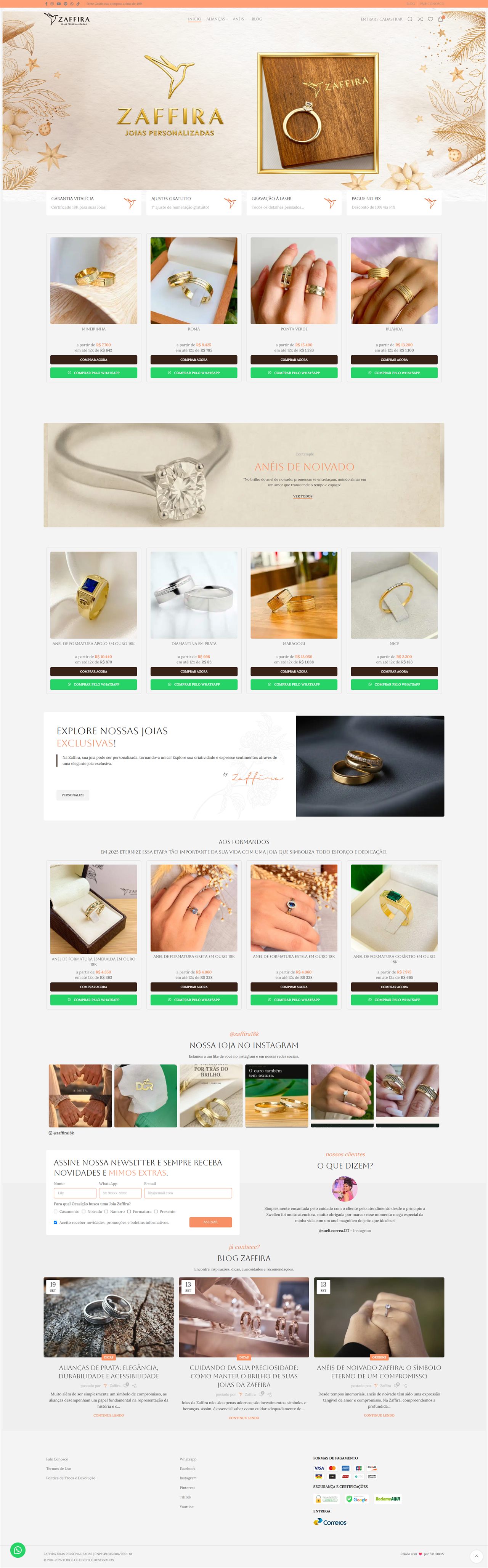 Captura completa do site Zaffira
